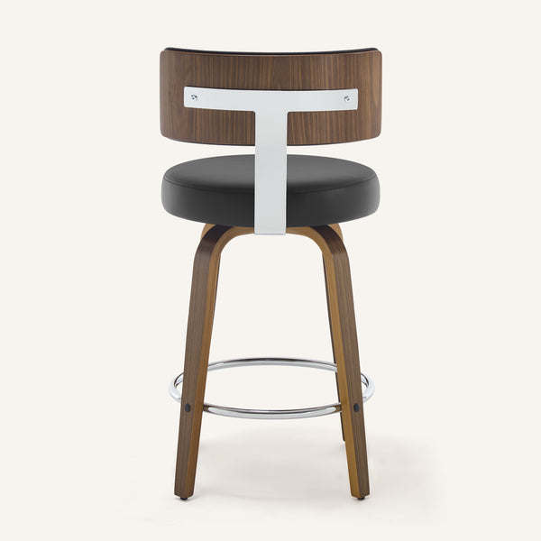 Carol Swivel Counter Stool in Black Hron Leather