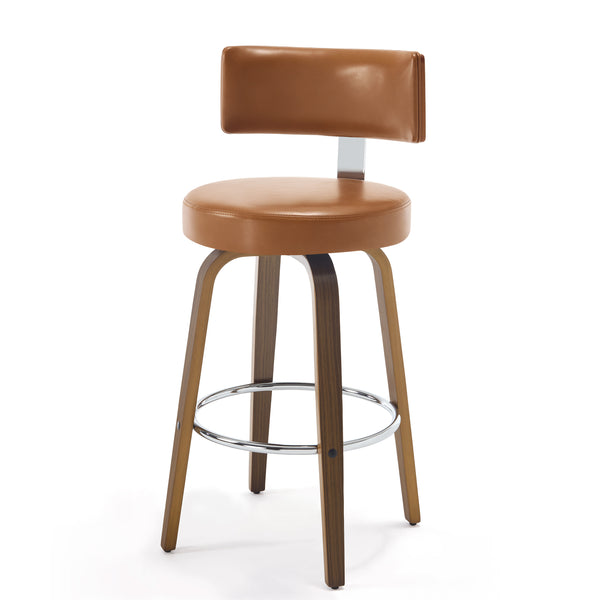 Carol Swivel Bar Stool in Brown Mara Leather