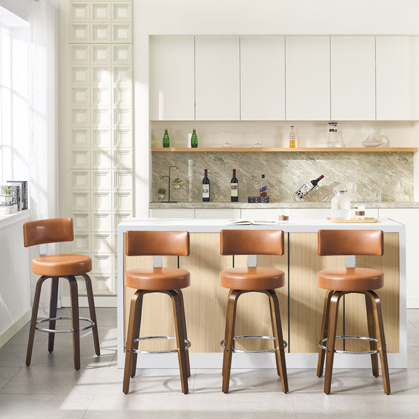 Carol Swivel Bar Stool in Brown Mara Leather