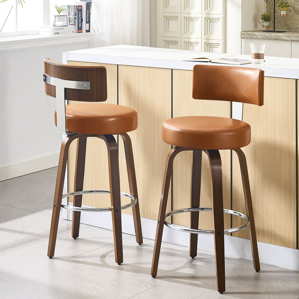 Carol Swivel Bar Stool in Brown Mara Leather