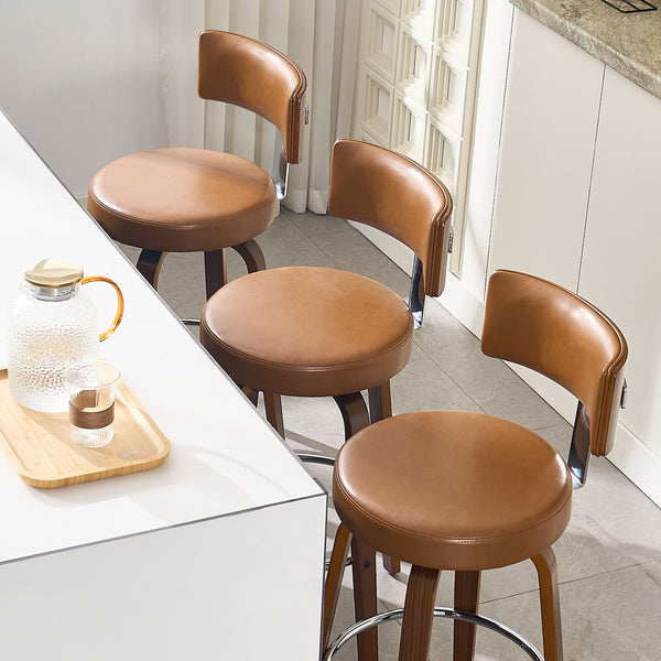 Carol Swivel Bar Stool in Brown Mara Leather