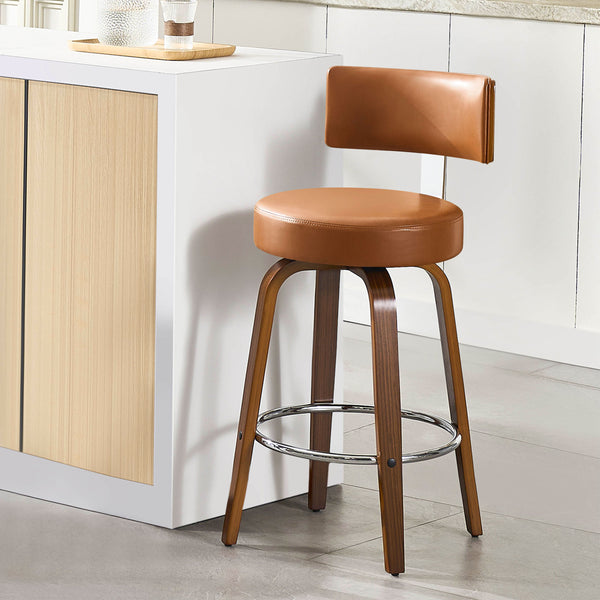 Carol Swivel Bar Stool in Brown Mara Leather