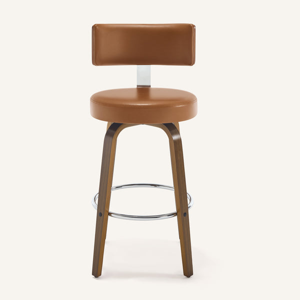 Carol Swivel Bar Stool in Brown Mara Leather