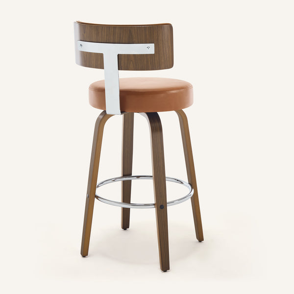 Carol Swivel Bar Stool in Brown Mara Leather