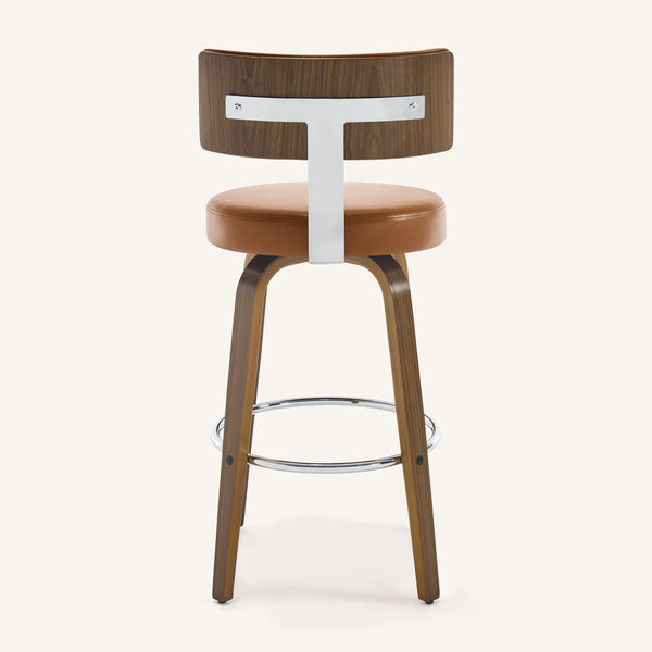 Carol Swivel Bar Stool in Brown Mara Leather