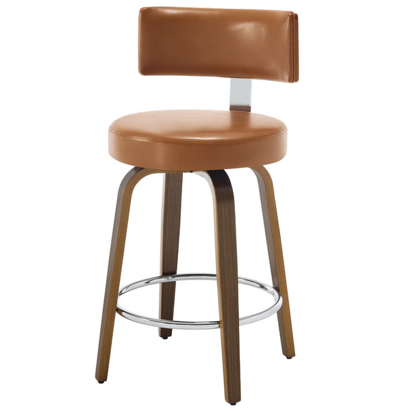 Carol Swivel Counter Stool in Brown Mara Leather