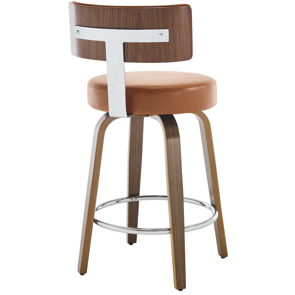 Carol Swivel Counter Stool in Brown Mara Leather