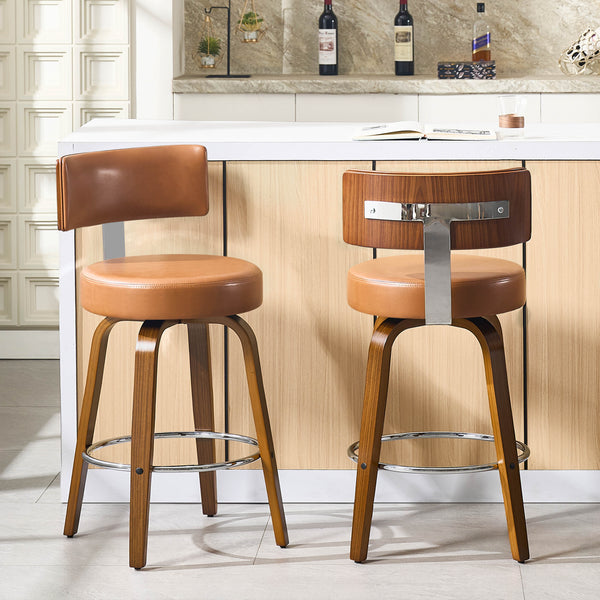 Carol Swivel Counter Stool in Brown Mara Leather