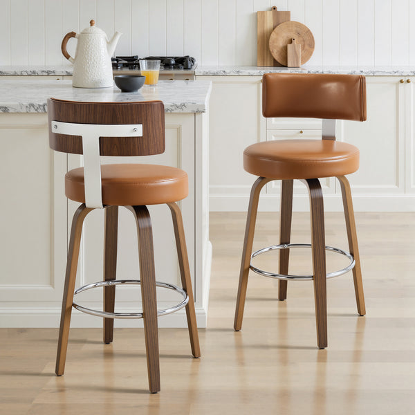Carol Swivel Counter Stool in Brown Mara Leather