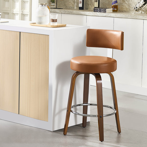 Carol Swivel Counter Stool in Brown Mara Leather