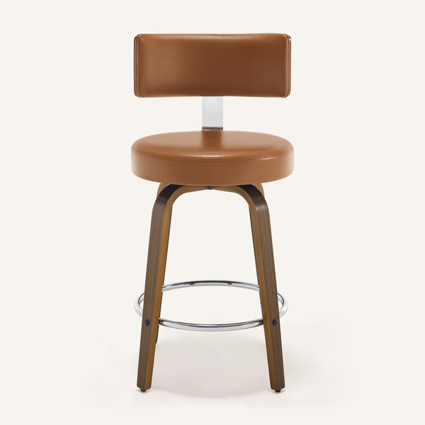 Carol Swivel Counter Stool in Brown Mara Leather