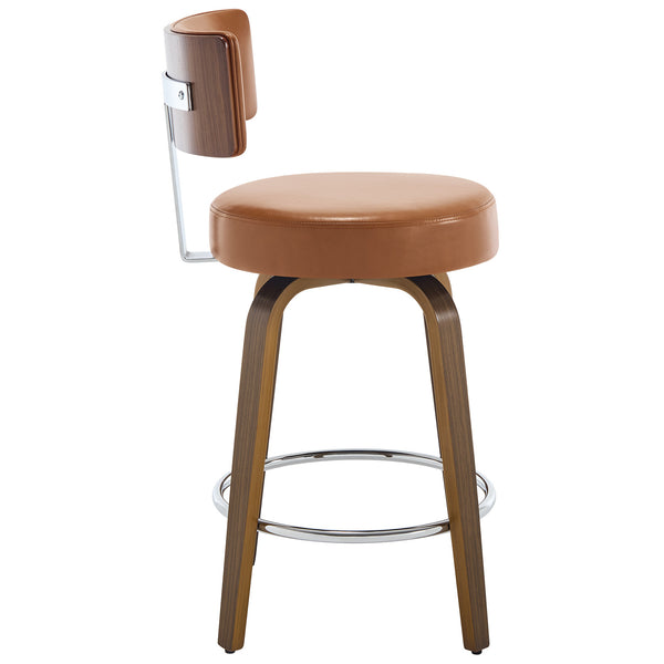 Carol Swivel Counter Stool in Brown Mara Leather