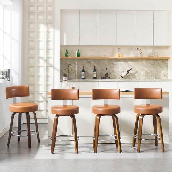 Carol Swivel Counter Stool in Brown Mara Leather