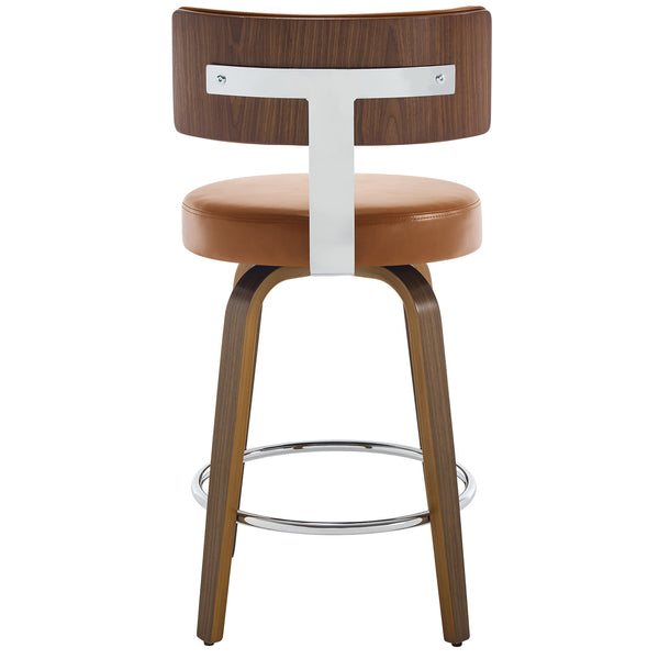 Carol Swivel Counter Stool in Brown Mara Leather