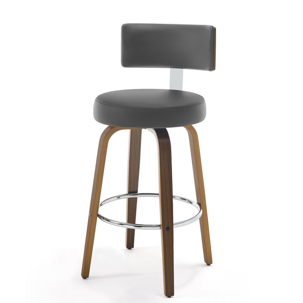Carol Swivel Bar Stool in Gray Hron Leather