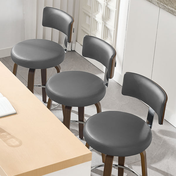 Carol Swivel Bar Stool in Gray Hron Leather