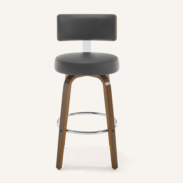 Carol Swivel Bar Stool in Gray Hron Leather