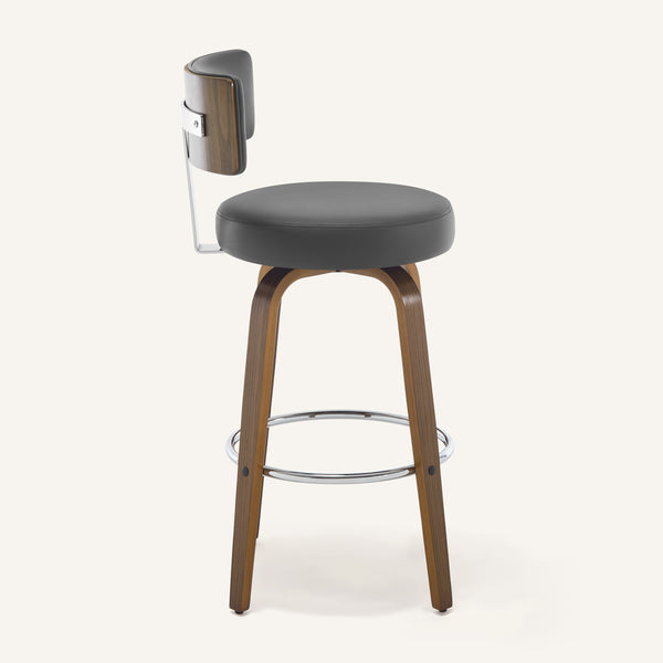 Carol Swivel Bar Stool in Gray Hron Leather