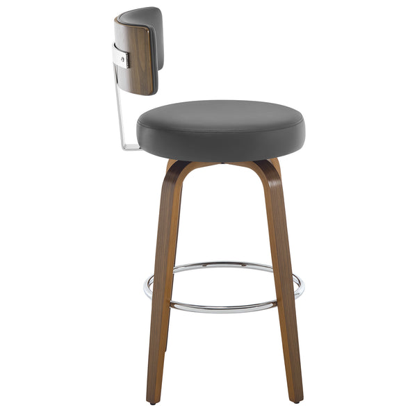 Carol Swivel Bar Stool in Gray Hron Leather
