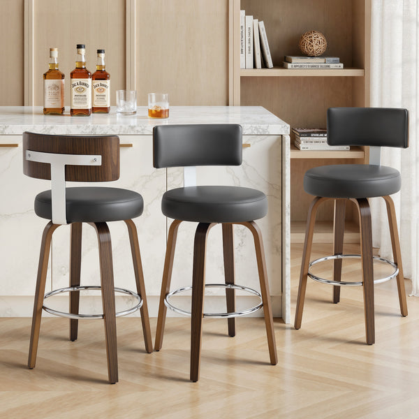 Carol Swivel Counter Stool in Gray Hron Leather