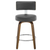 Carol Swivel Counter Stool in Gray Hron Leather