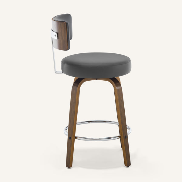 Carol Swivel Counter Stool in Gray Hron Leather