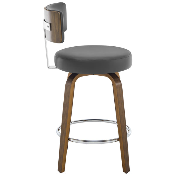 Carol Swivel Counter Stool in Gray Hron Leather