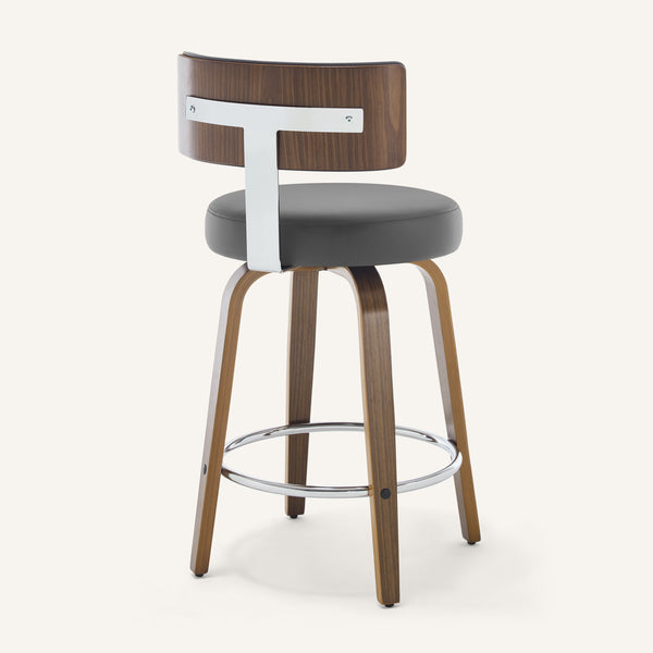 Carol Swivel Counter Stool in Gray Hron Leather