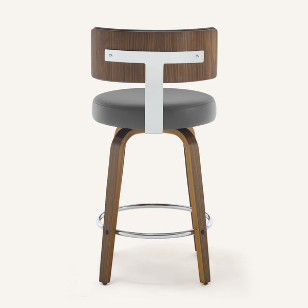 Carol Swivel Counter Stool in Gray Hron Leather