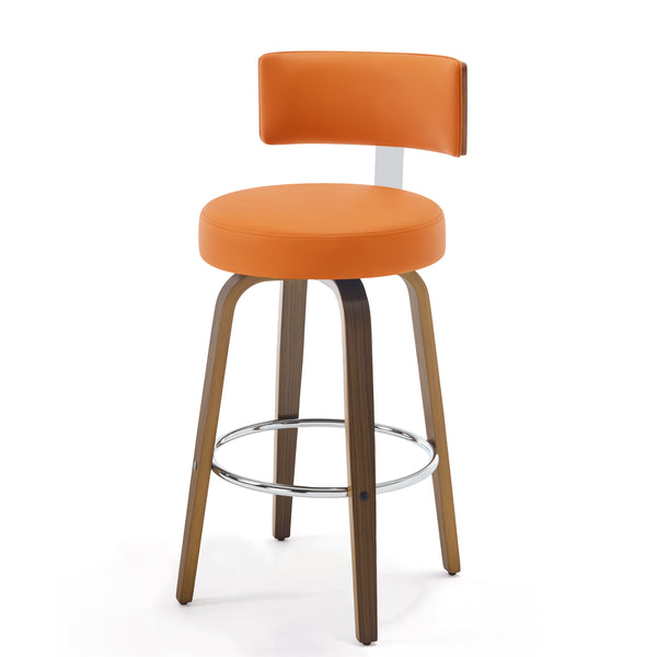 Carol Swivel Bar Stool in Orange Urza Leather