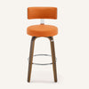 Carol Swivel Bar Stool in Orange Urza Leather
