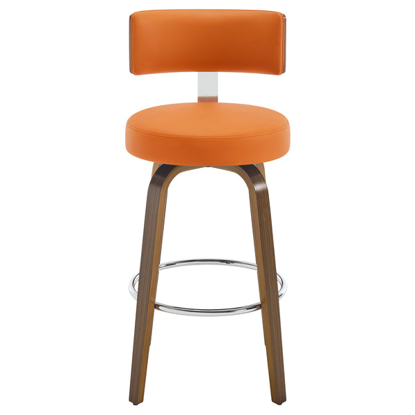 Carol Swivel Bar Stool in Orange Urza Leather