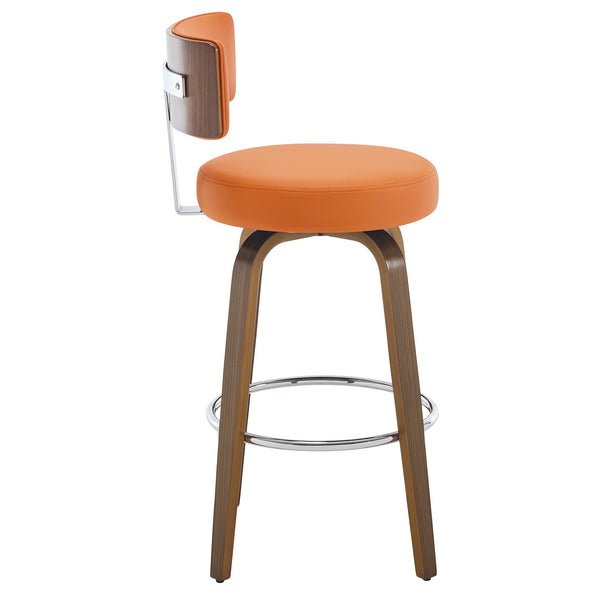 Carol Swivel Bar Stool in Orange Urza Leather