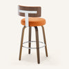 Carol Swivel Bar Stool in Orange Urza Leather
