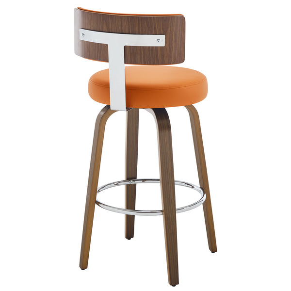 Carol Swivel Bar Stool in Orange Urza Leather
