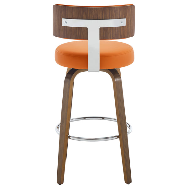 Carol Swivel Bar Stool in Orange Urza Leather