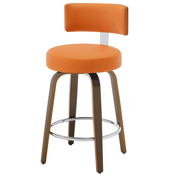 Carol Swivel Counter Stool in Orange Urza Leather