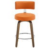 Carol Swivel Counter Stool in Orange Urza Leather