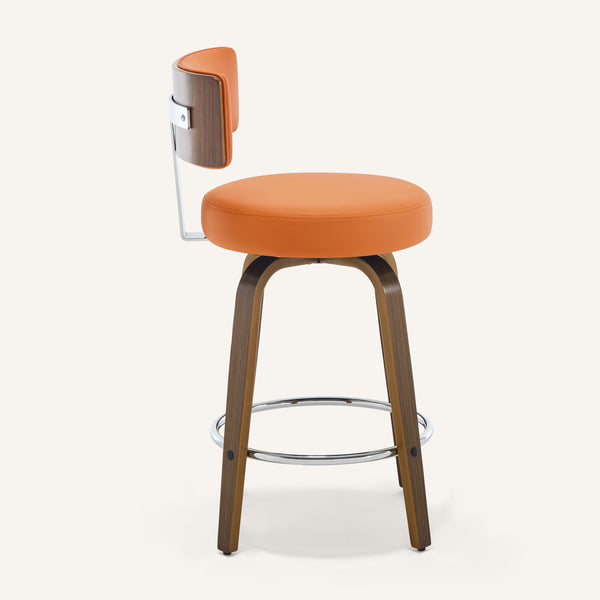 Carol Swivel Counter Stool in Orange Urza Leather