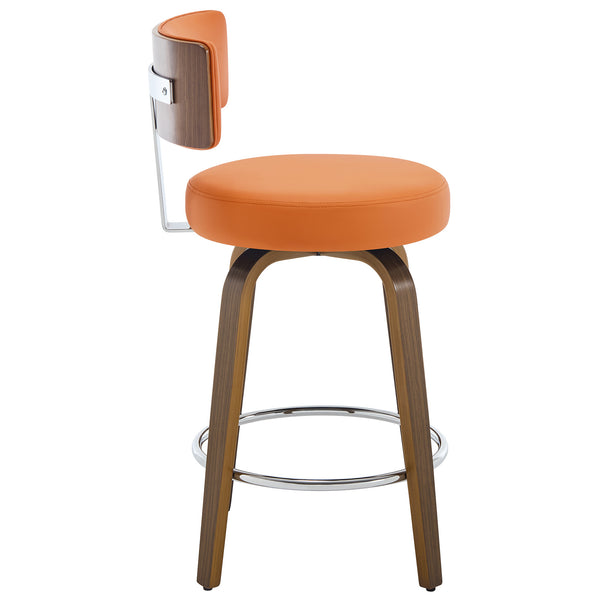 Carol Swivel Counter Stool in Orange Urza Leather