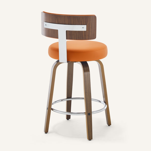 Carol Swivel Counter Stool in Orange Urza Leather