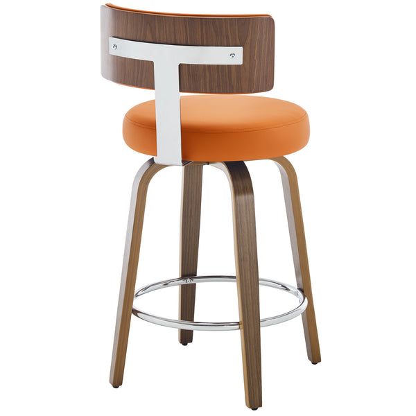 Carol Swivel Counter Stool in Orange Urza Leather