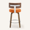 Carol Swivel Counter Stool in Orange Urza Leather