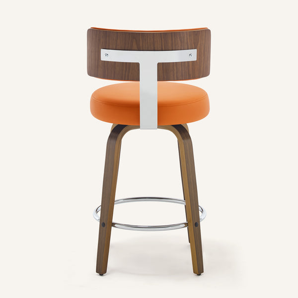 Carol Swivel Counter Stool in Orange Urza Leather
