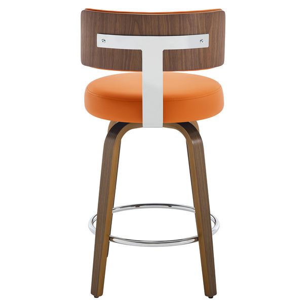 Carol Swivel Counter Stool in Orange Urza Leather