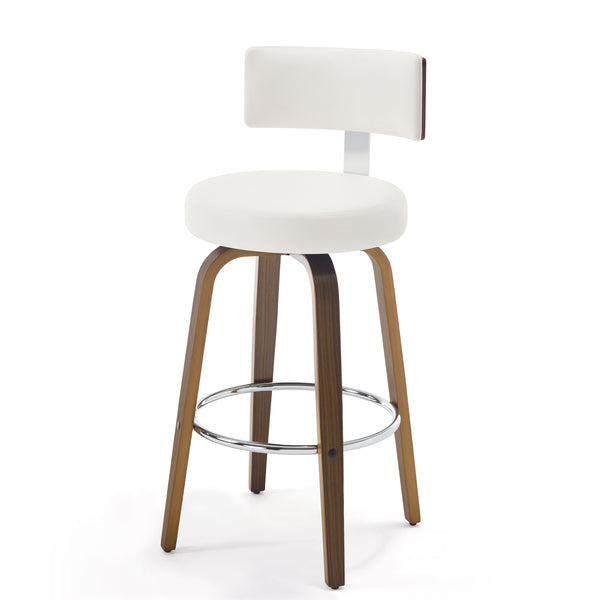 Carol Swivel Bar Stool in White Hron Leather