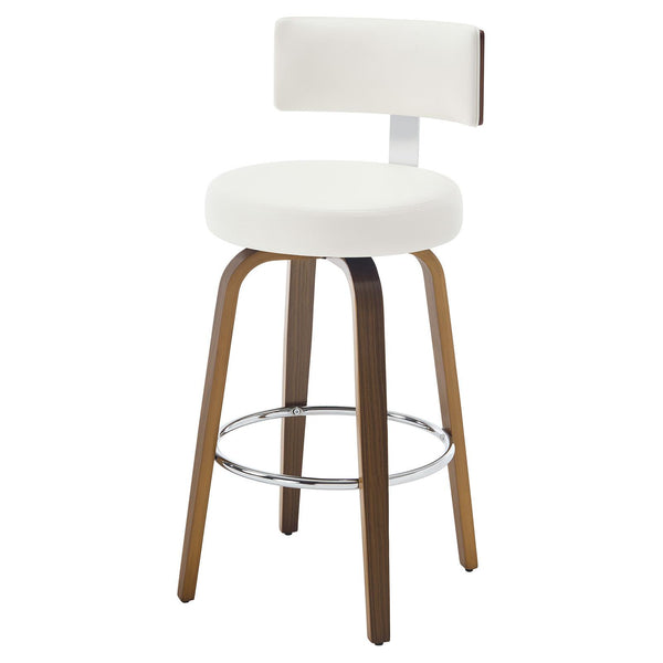 Carol Swivel Bar Stool in White Hron Leather