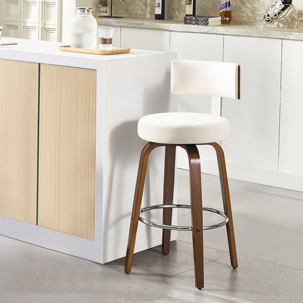 Carol Swivel Bar Stool in White Hron Leather