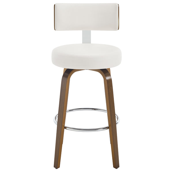 Carol Swivel Bar Stool in White Hron Leather