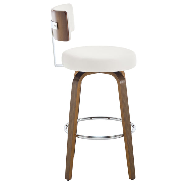 Carol Swivel Bar Stool in White Hron Leather